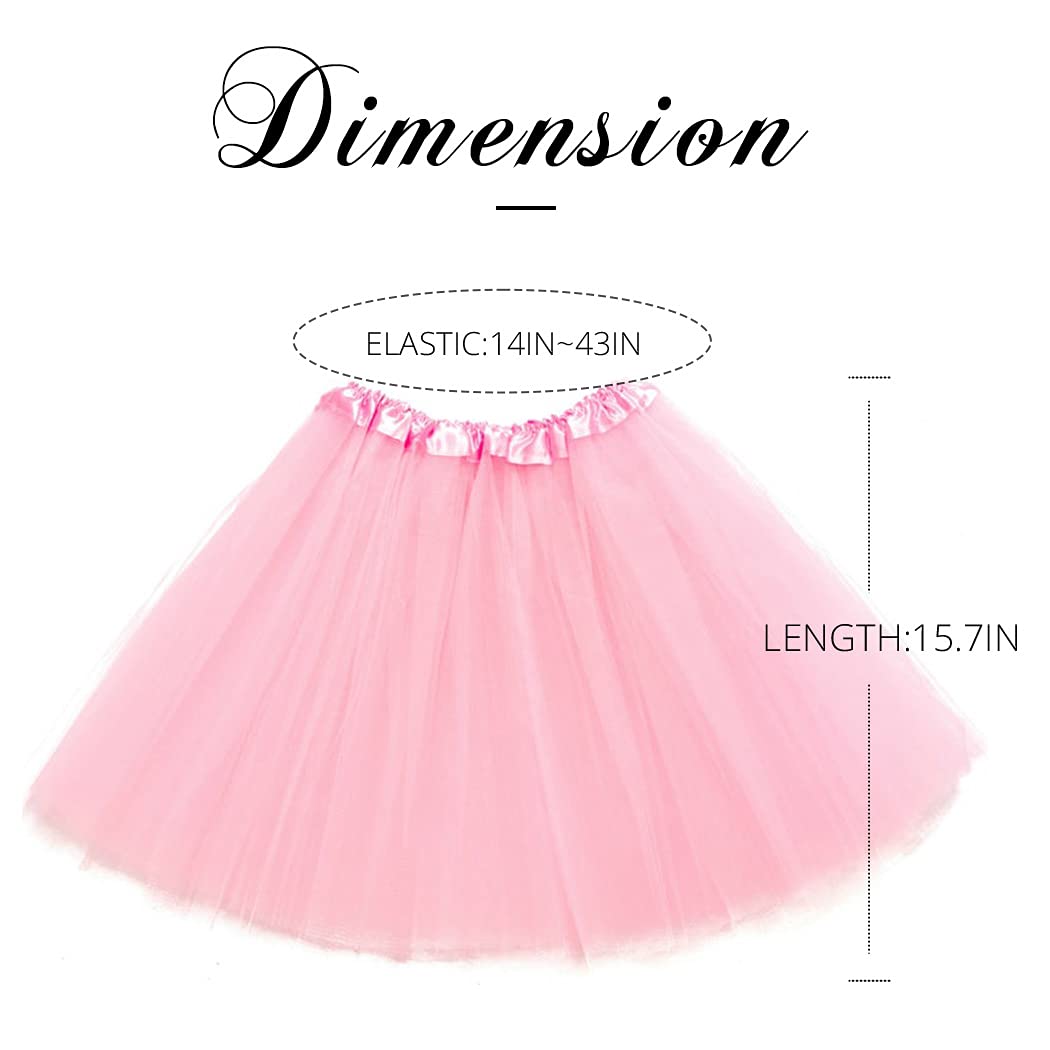 RELBCY Women's Tutu Skirt Layered Tulle Tutus Ballet Dance Tutus Skirt Party Princess Tutu Costume for Women and Girls (Pink)