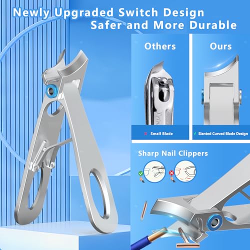 Toenail Clippers for Thick Toenails with 45° Curve Blade, Wide Jaw, Long Handle Easier Trimming | Ergonomic Toe Nail Clippers for Thick Nails for Seniors Men | Premium Steel Fingernail Clipper Cutter