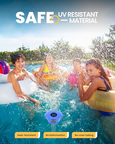Solar Digital Pool & Spa Thermometer, Weather Resistant Floating Thermometer, IPX-8 Water Proof, 10s Measuring Cycle, Solar Powered with Over 180 Days Battery Life