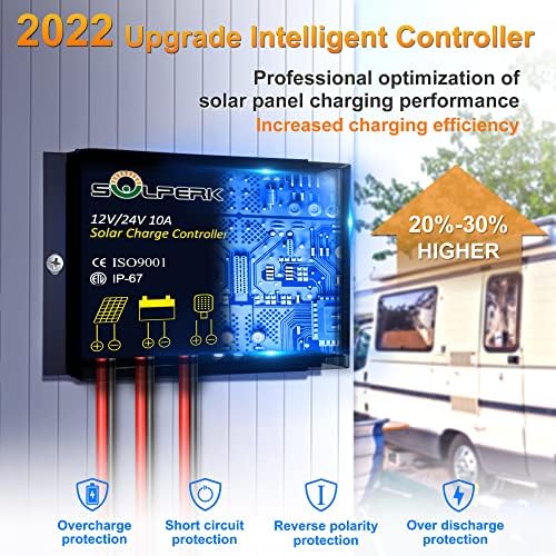 SOLPERK Solar Panel Kit 30W 12V, Solar Battery Trickle Charger Maintainer + Upgrade Waterproof Controller + Adjustable Mount Bracket for Boat Car RV Motorcycle Marine Automotive