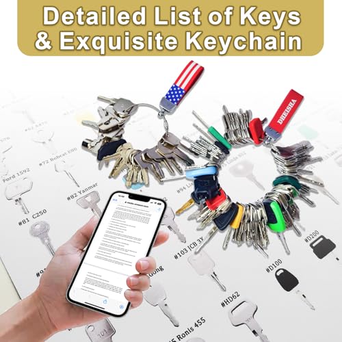 115 Non-Duplicated Full Range Master Equipment Keys Set, Original Construction Excavator Dumper Dozer Ignition Operator Keys for John Deere CAT Sany Daewoo Kubota KOM JCB Case Takeuchi Hyster and More