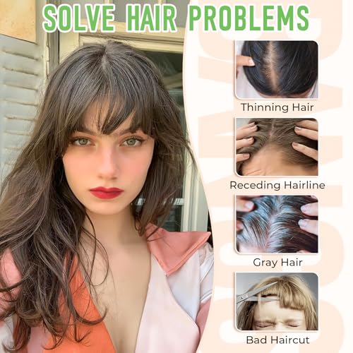 Cephermer Bangs Hair Clip in Bangs 360°3D Cover Hair Topper Synthetic HairPieces for Women Ash Blonde Wispy Fake Bangs Toppers for Daily Wear