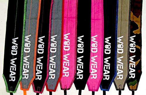 WOD Wear Wrist Wraps for Powerlifting, Strength Training, Bodybuilding, Cross Training, Olympic Weightlifting, Yoga Support - One Size Fits All (Olive/Black Stitch)