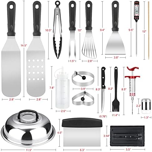 Griddle Accessories Kit, 135 Pcs Griddle Grill Tools Set for Blackstone and Camp Chef, Professional Grill BBQ Spatula Set with Basting Cover, Spatula, Scraper, Bottle, Tongs, Egg Ring