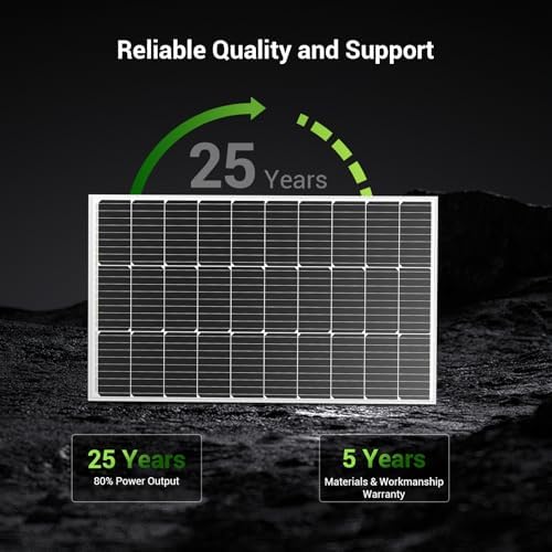 HQST 100 Watt 12V Monocrystalline Solar Panel with Solar Connectors, High Efficiency Module PV Power for Battery Charging Boat, Caravan, RV and Any Other Off Grid Applications