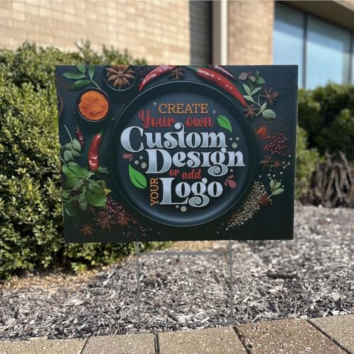 6-Pack of 24x18 Custom Yard Signs with wire H-Frame Stakes, UV Ink Printed Full Color on both Sides of each Sign.