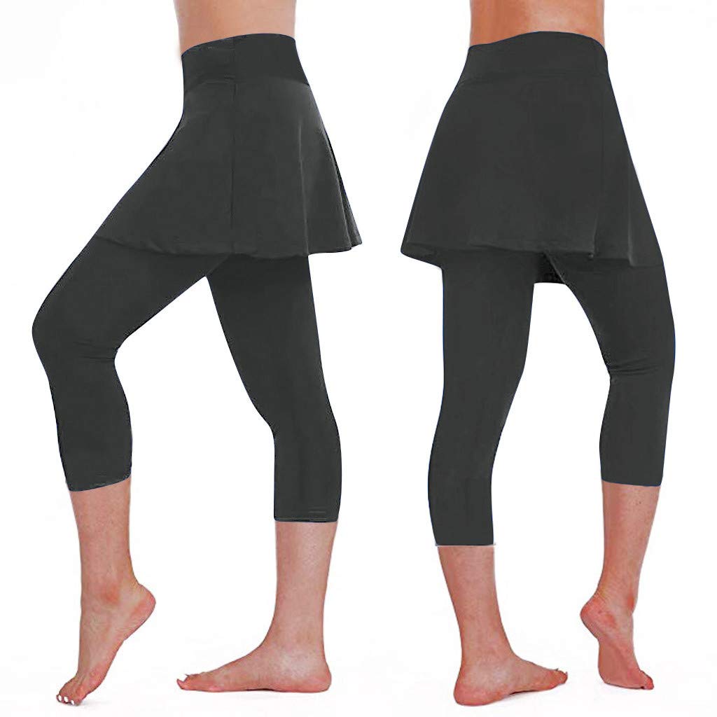 Aniywn Women's Leggings Skirt, Skirted Leggings, Active Skirt with Pockets, Tennis Pants Sports Fitness Culottes