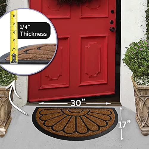 ubdyo Front Door Mat - Low Pile Front Door Mat Outside Entrance - Muddy Dirt Trapping Welcome Matt Outdoor - Rubber Backing Anti Slip Indoor Doormat Entrance, 30" x 17", Bright Brown