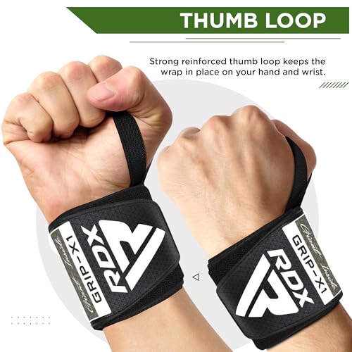 RDX Wrist Wraps for Weightlifting (Pair), IPL USPA Approved, Elasticated 18” Cotton Straps Support with Thumb Loop, Gym Wrap for Weight Lifting Powerlifting Competition Strength Training Bodybuilding