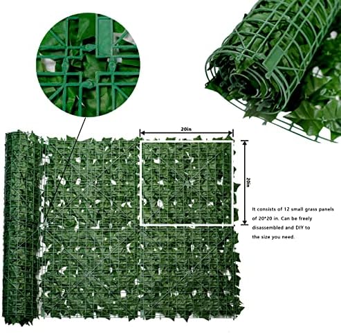 Bybeton Artificial Ivy Privacy Fence Screen - 40" X 120" UV-Anti Fake Leaves Vines - Patio Balcony Privacy, Garden, Backyard Greenery Wall Decor