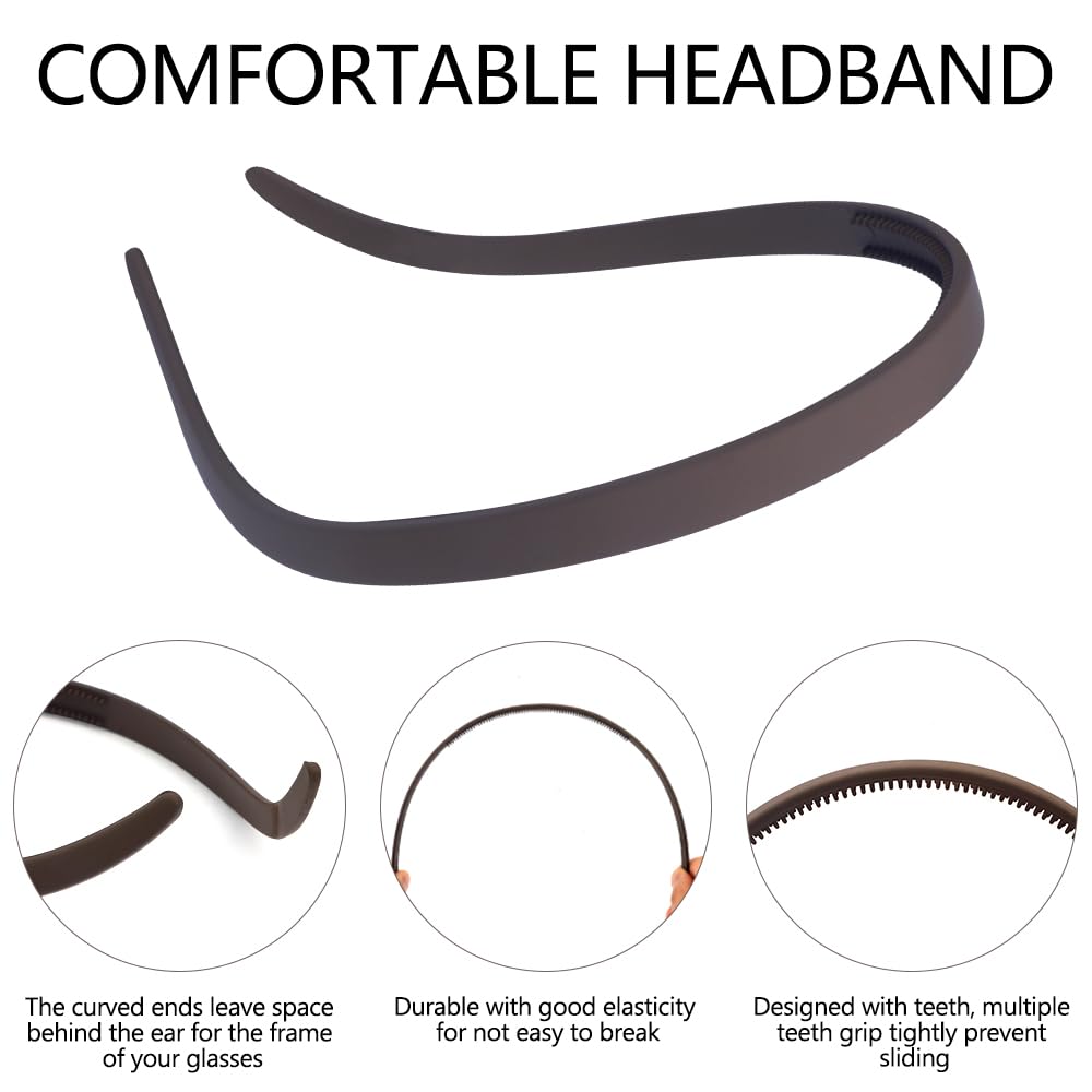TOBATOBA Headbands for Glasses Wearers No Pressure No Headache Headbands Square Headband Sunglasses Headband for Women Comfortable Headbands for Girls, Womens Headbands Non Slip with Teeth 6Pcs