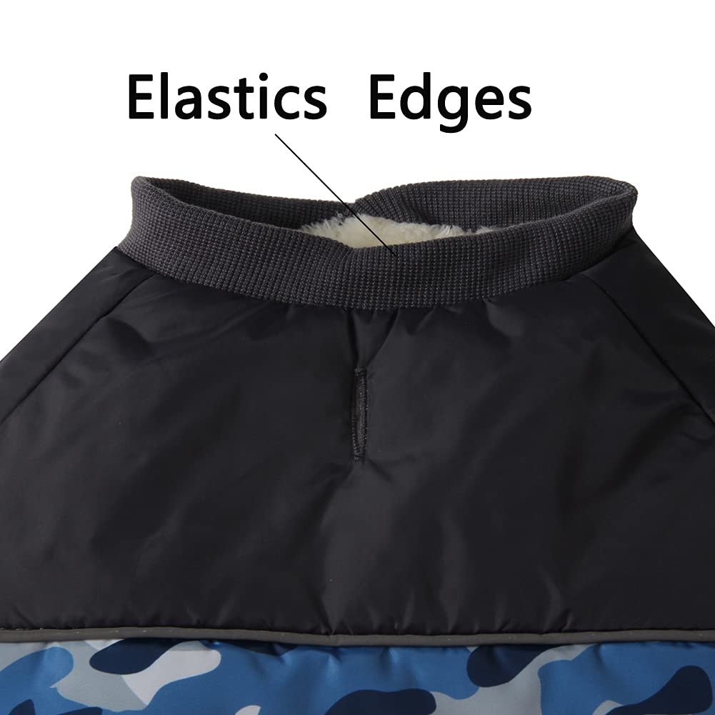 Vecomfy Fleece Lining Warm Dog Coats for Small Dogs Waterproof Puppy Jacket for Winter Blue Camo S