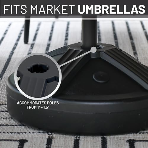 US Weight Durable Fillable Umbrella Base for Patio Table - 50 Pound Capacity Heavy Duty Adjustable Stand for Outdoor Umbrellas - Made in The USA