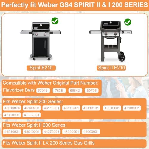 7635 Flavorizer Bars for Weber GS4 Spirit 2 Parts Replacement for Weber Spirit II & I E210 S210 E215 E220 S220 Grill, for Weber GS4 Grill Parts 67045 69796, Webber Parts 15.3" Bars,Porcelain-enameled