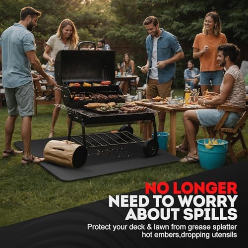 48 x 30 inch Under Grill Mats for Outdoor, Fireproof BBQ pad Beneath Grill, Grill Pads for Outdoor Grill