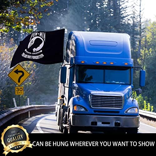 Pow Mia Flag 3x5 Outdoor Double Sided-US Mia Pow Military Flags-Heavy Duty 3 Ply Vivid Colors Double Stitched with Brass Grommets for Outdoor Indoor Truck