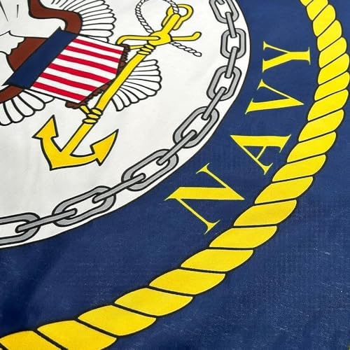 US Navy Emblem Flag 3x5 Outdoor Double Sided - Heavy Duty Polyester United State Navy Naval Military Flags with 2 Brass Grommets 4 Rows Stitched 3x5FT