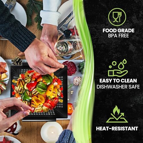 Kona Extra Large Grill Basket for Veggies - Premium Nonstick Grilling Basket/Grill Net - Essential Grilling Accessories For Outdoor Grill & BBQ, 14x13x4 Inches