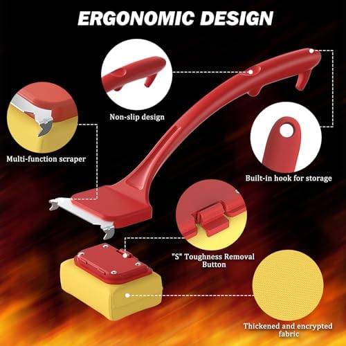 Grill Brush for Outdoor Grill, Bristle Free Steam Grill Brush with Scraper, BBQ Grilling Accessories BBQ Brush Non Metal Bristles, Grilling Accessories Fit Most Grills, Gifts for Men Dad Husband
