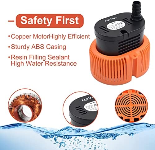 AgiiMan Pool Cover Pump Above Ground - Submersible Swimming Sump Inground Pump, Water Removal with 16' Drainage Hose and 25 Feet Power Cord, 850 GPH, 3 Adapters