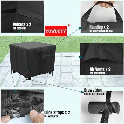 Propane Fire Pit Cover Square 32 Inch, Waterproof Heavy Duty 600D Gas Fire Pit Table Cover 32 x 32 x 25 Inch, Fit 28/29/30/31/32 Inch Firepit Table, All-weather Protection For Patio Fire Table