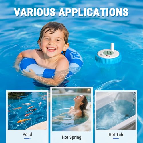 ThermoPro Waterproof Wireless Pool Thermometer Easy Read, Digital Pool Thermometer Floating for Swimming Pool, Upgraded IPX8 Water Temperature Monitor for Hot Tub/Cold Plunge/Ice Bath/Aquarium/Pond