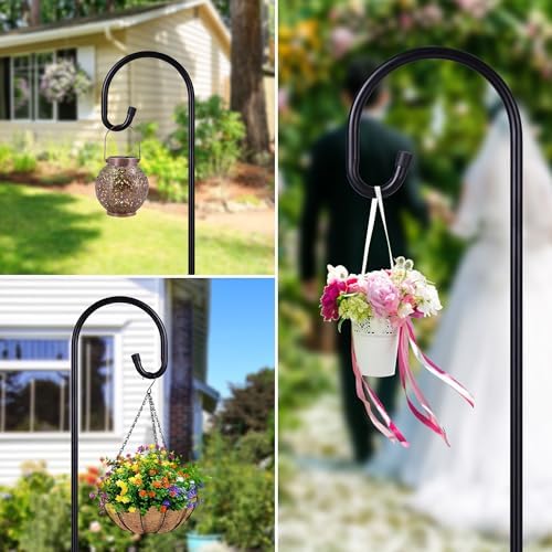 Shepherd-Hooks Adjustable for Bird-Feeder Lantern Plant-Hook Garden-Stake - Plant Stand Hanger for Outdoor Flower Basket, Bird Feeder Hanger Weddings Décor