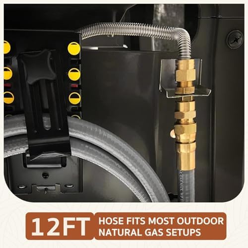 GASPRO 12 Feet 3/8" ID Natural Gas Hose, Low Pressure LPG Hose with Quick Connect, for Weber, Char-broil, Pizza Oven, Patio Heater and More