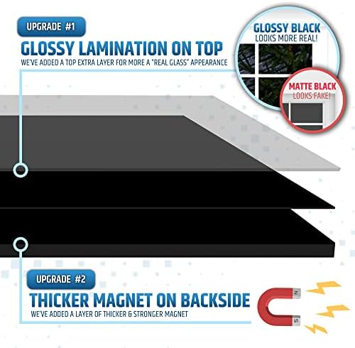 Strong & Glossy Magnetic Garage Door Windows - Looks Like Real Window Panels/Faux Panes - Decorative Hardware Kit - Easy to Align & Will Never Fall (Upgraded Magnets) | Fits 2 Car Garage | 32pcs 4"X6