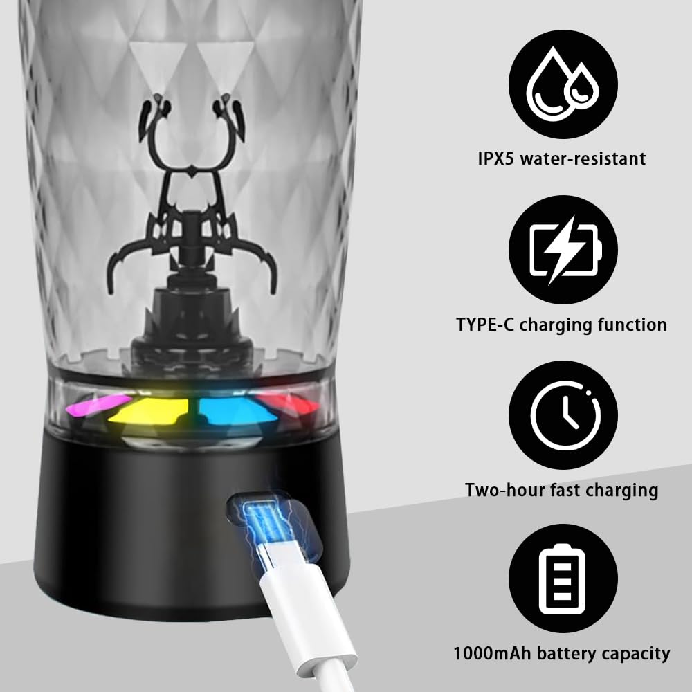 Electric Protein Shaker Bottle, USB Rechargeable Mixing Cup, Water Drink Mixer Portable Bottles for Gym Sport, BPA-Free Tritan, 22oz