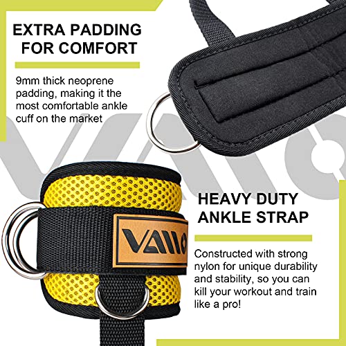 VAIIO Ankle Straps for Cable Machines,Adjustable Comfort fit Neoprene, Reinforce Double D-Ring - Premium Ankle Cuffs to Improve Abdominal Muscles, Lift The Butts, Tone The Legs for Men & Women