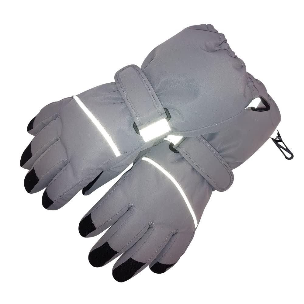 JANGANNSA Waterproof Children Ski Gloves Breathable Winter Mitten for Boys Girls Thinsulate Lined Kids Snowboard Glove 4-14Y (Navy+Gray, 4-6 Years)