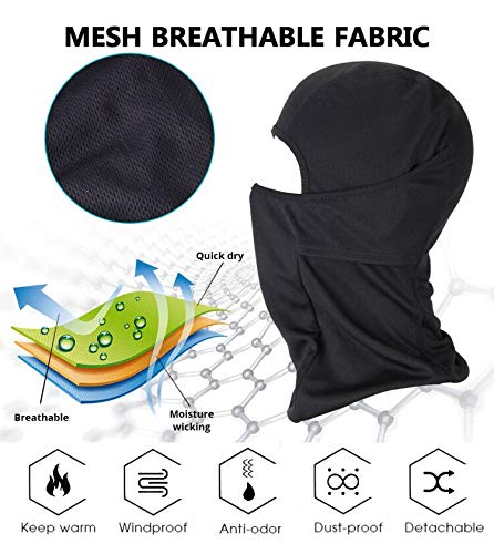 Valleycomfy 4PCS Balaclava Ski Mask Winter Face Mask Men Women UV Protection Hood Windproof Sun Hood Tactical Masks(Black)