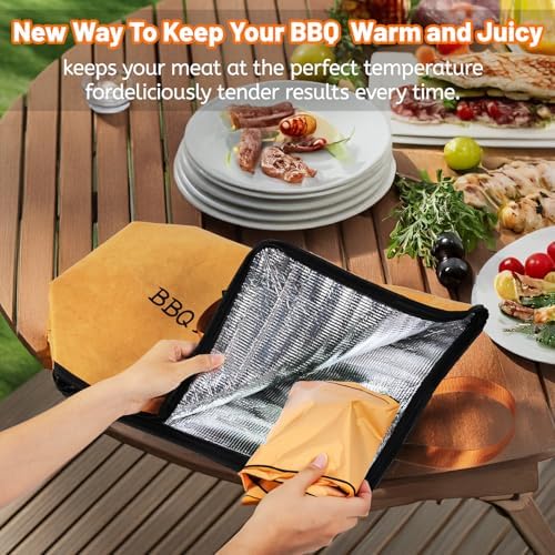 BBQ Grilling Accessories, Barbecue Smoker Blanket, Reusable Blanket for Resting Meat, for Large Beef Brisket, Anniversary Birthday Gifts for Men, and Ideal for BBQ Parties(Regular 21in)