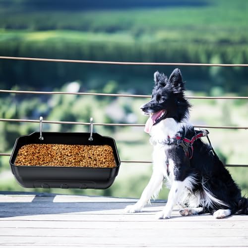 Goat Feeders Hanging 3 Pack 3.5 Quart, Chicken Waterer Feeder Trough for Poultry Livestock Black