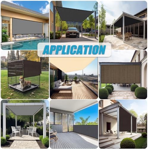 Amagenix 90% Sun Shade Cloth with Grommets, 8' x 12' Pergola Replacement Shade Cover Canopy Privacy Screen for Outdoor Patio Garden, Mocha (We Customized)