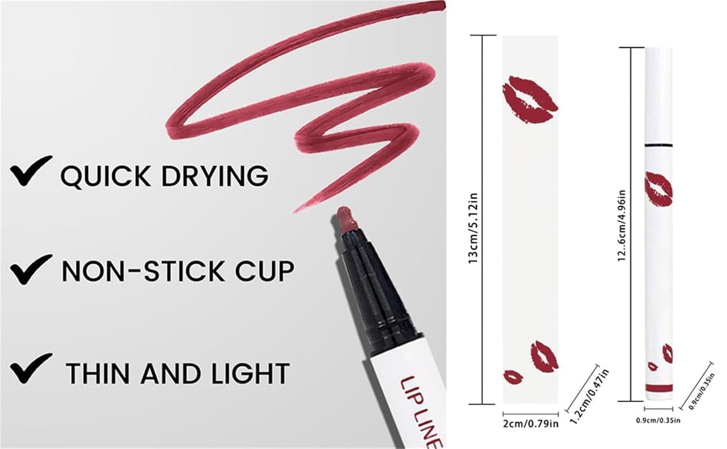 Anokia Longwear Liquid Lip Liner, Cool Story Lip Liner Liquid, Benighty Liquid Lip Liner, 2-in-1 Waterproof Long-Lasting Matte Liquid Lipstick for Women (08#, 0.6ml)