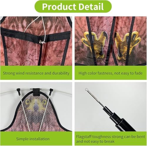Bird Hawk Flying Kite with Pole Crop Protector Bird Scare Flying Kite with 4m Pole Has The Effect of Scaring Birds