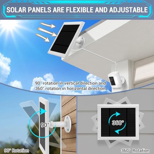 2 Pack - Solar Panel for Ring Security Camera Spotlight Cam Plus/Pro(Battery) Stick Up Cam/Pro Wireless Outdoor with 10FT/3M Long Cable Dustproof Waterproof