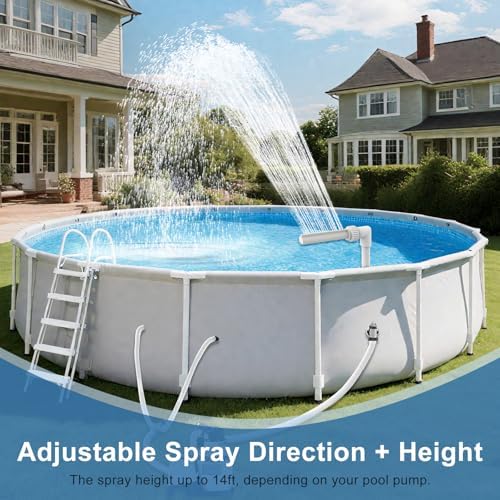 Pool Waterfall Spray Fountain - Above Ground Pool Decoration, Adjustable Aerator for Cool Warm Water Temperatures, Backyard Decor