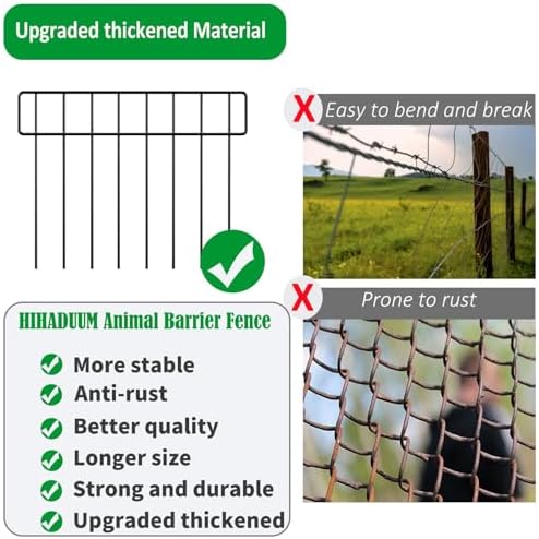 20Ft(L) X 13Inch(H) Animal Barrier Fence, 14 Pack Garden Fence, Metal Garden Edging Fence Border, No Dig Fencing for Dog Rabbits Ground Stakes Defense and Outdoor Patio Fence Extension
