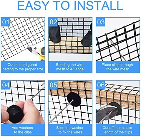 Solar Panel Guard, 6in X 100ft PVC Coated Critter Guard Roll Kit for Solar Panel Wire Screen, Black Pigeon Barrier Netting with 120 Fastener Clips, Cutting Scissor, Gloves