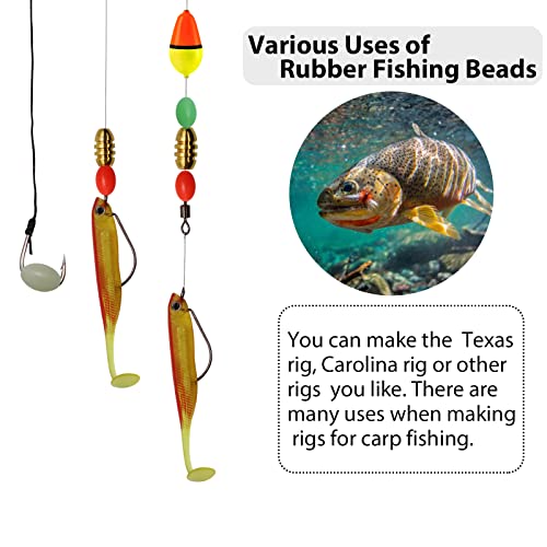 Dovesun Soft Rubber Fishing Beads Fishing Accessories Fishing Bait Eggs Oval Luminous Fishing Beads with Fishing Tackle-Box 0.39 * 0.59in(131pcs)