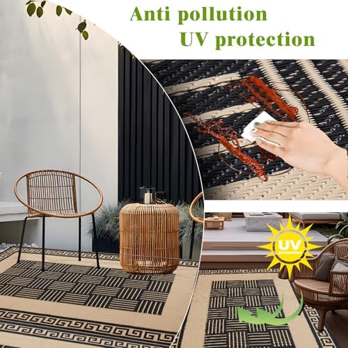 Outdoor Rug 5x8 ft Waterproof, Reversible Outdoor Plastic Straw Rug for Patios Clearance, Outdoor Area Rug Carpet RV Mat for Camping Backyard Deck Porch