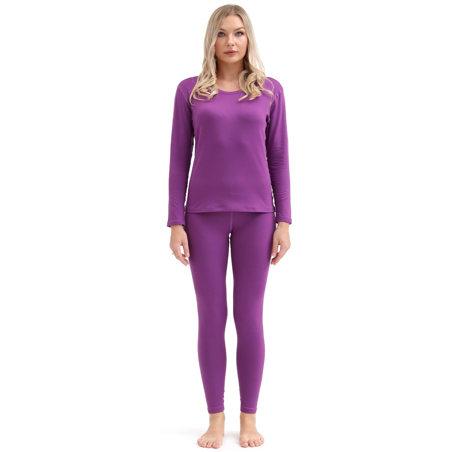 Thermal Underwear Women Ultra-Soft Long Johns Set Base Layer Skiing Winter Warm Top & Bottom (Purple, X-Small)