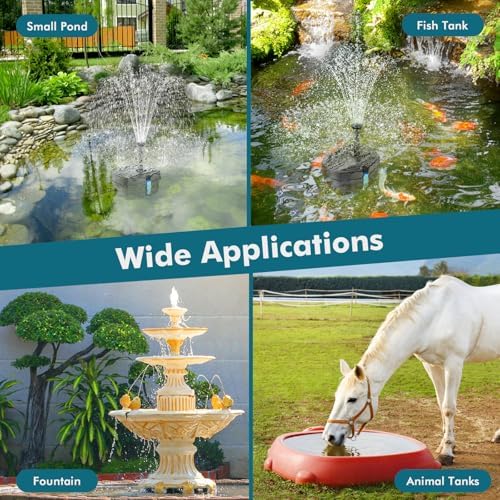 POPOSOAP Solar Pond Filter Built-in 3000mAh Battery Backup, 8W Solar Pond Filter with Water Pump, Pond Filter with Water Shortage Protection & Clear Tubing for Ponds Fish Tank Bird Bath Garden