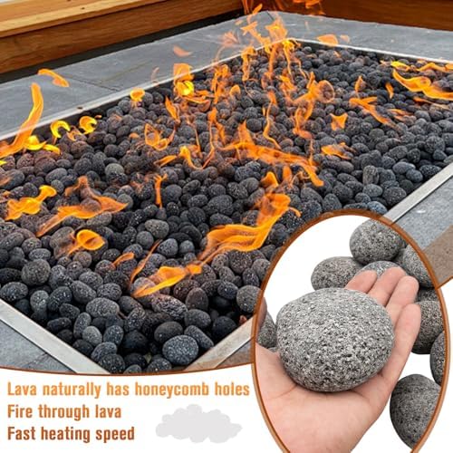 Black Lava Rocks for Fire Pit,2"-3" Natural Lava Stones, Black Lava Rocks for fire Pit and Fireplace(10 Pound)