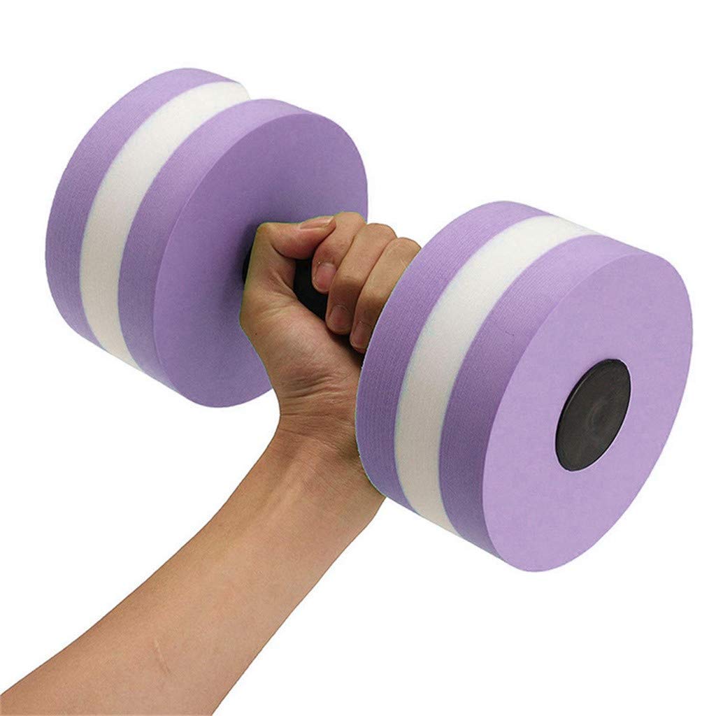 Water Dumbbells, Aquatic Exercise Dumbell, Set of 2 Aerobic Water Exercise Foam Dumbbells Pool Resistance for Men Women Weight Loss Water Sports Fitness Tool (purple)