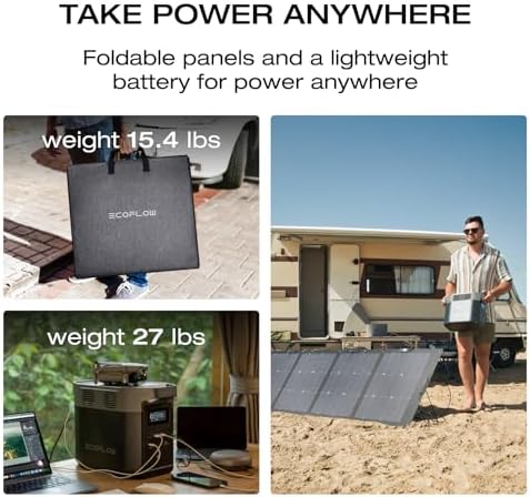 EF ECOFLOW Solar Generator DELTA2 with 220W Solar Panel, LFP(LiFePO4) Battery, Fast Charging, Portable Power Station for Home Backup Power, Camping & RVs