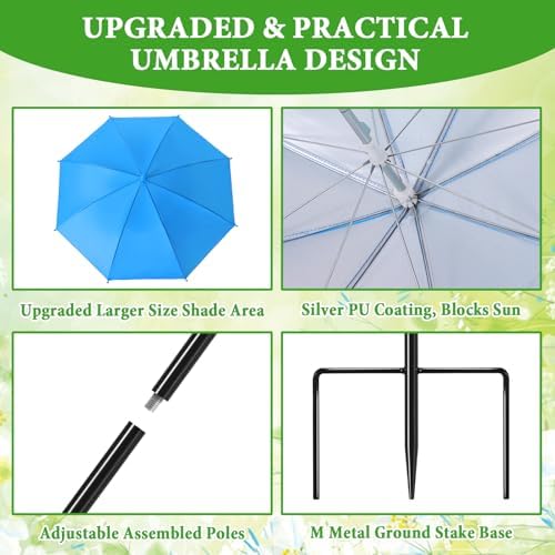 3 Pack Plant Umbrellas for Outdoor Plants - Adjustable Height Garden Umbrella Shade for Potted Plants Garden Beds Flower Pot, Provide Shade to Defend Plants from Blazing Sun, Upgraded Larger Size
